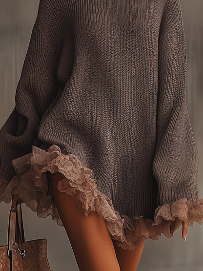 VESTIDO VALENTINA ROCHE FRINGE TAUPE