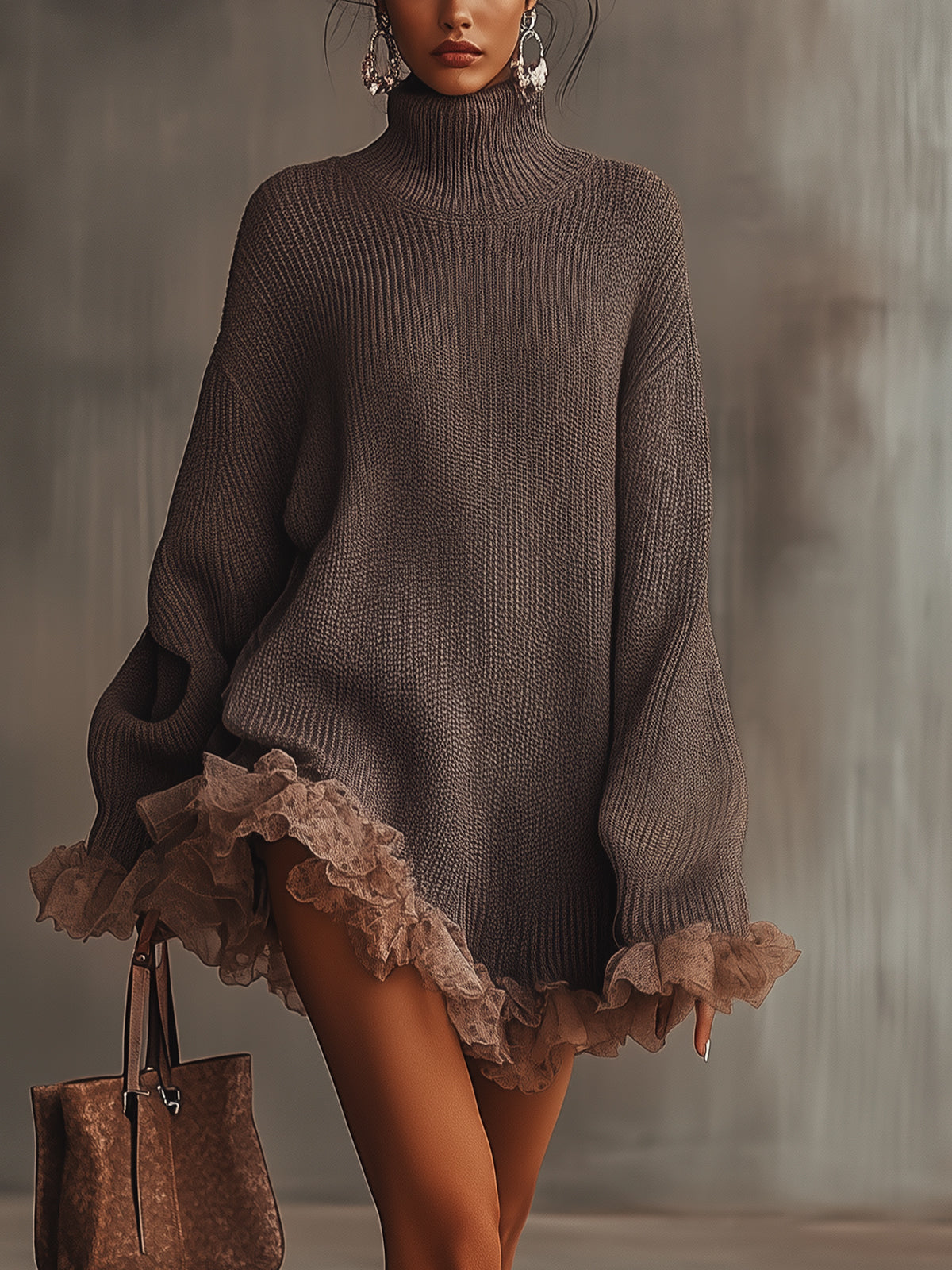 VESTIDO VALENTINA ROCHE FRINGE TAUPE