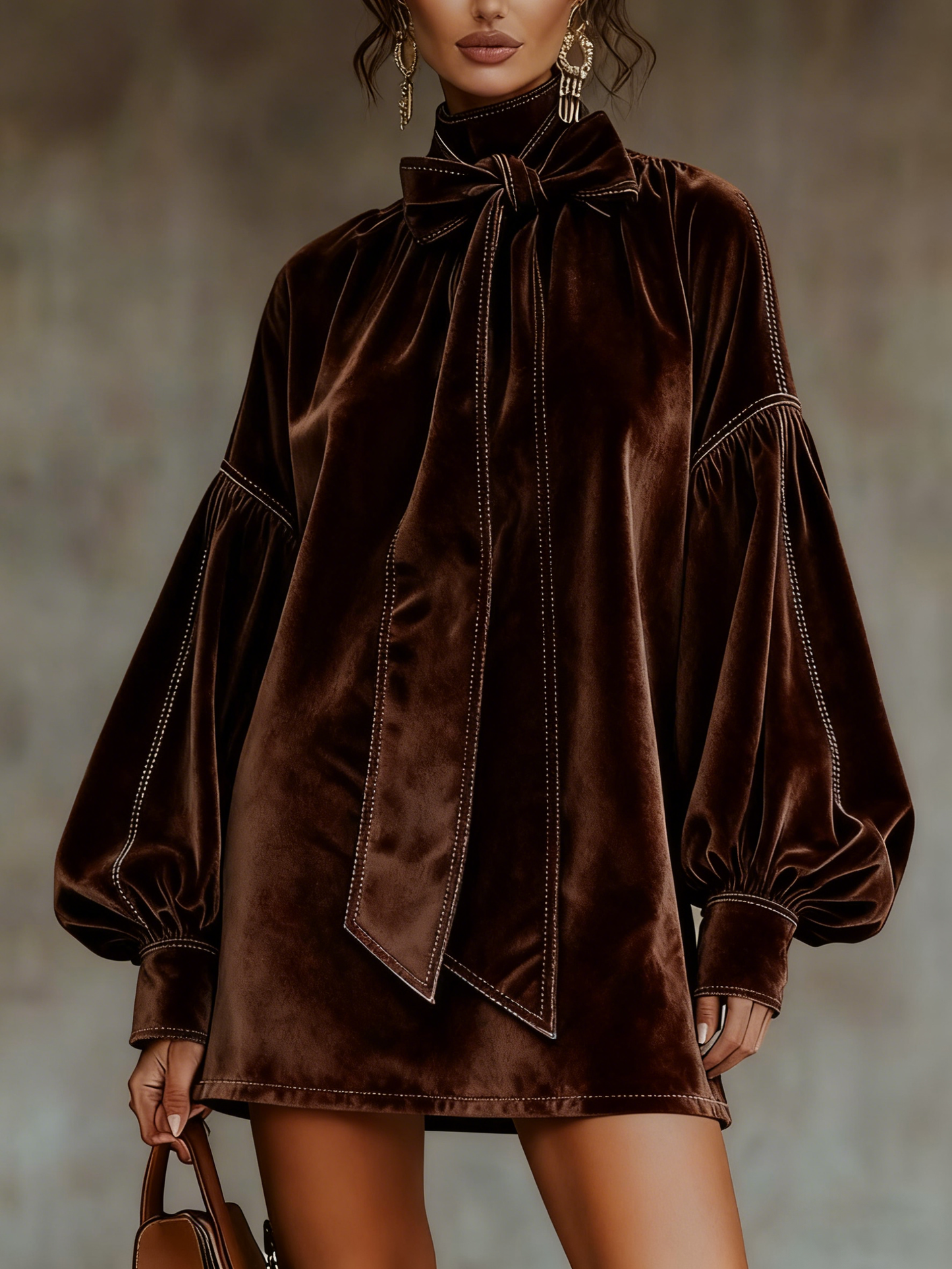 VESTIDO VELARIA CHOCOLATE MINI